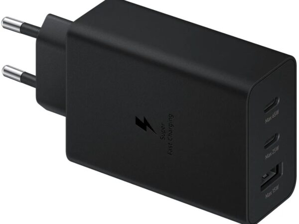 CARICABATTERIA DA RETE SAMSUNG SUPER FAST CHARGING 65W EP-T6530NBEGEU 2 PORTE USB-C/1 PORTA USB-A BLACK