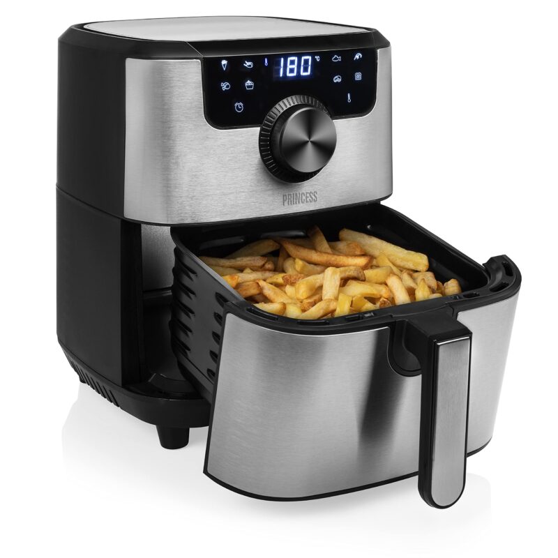 FRIGGITRICE AD ARIA CALDA 4.5 LT PRINCESS DELUXE 1500W 182033 ACCIAIO NERO/SILVER