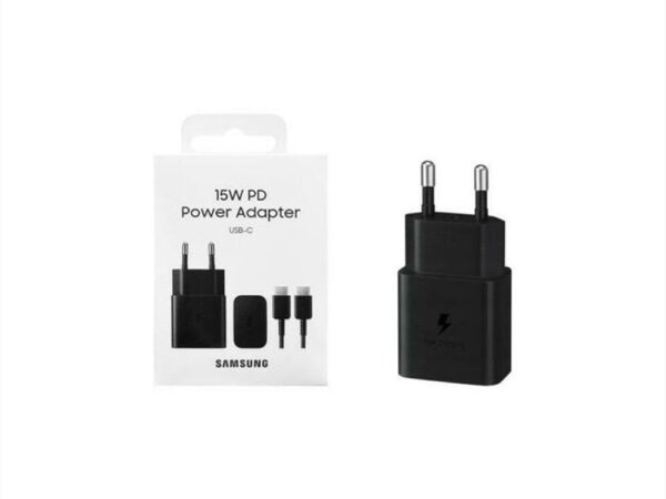 CARICABATTERIA DA RETE SAMSUNG SUPER FAST CHARGING 15W USB-C EP-T1510XBEGEU + CAVO TYPE-C BLACK