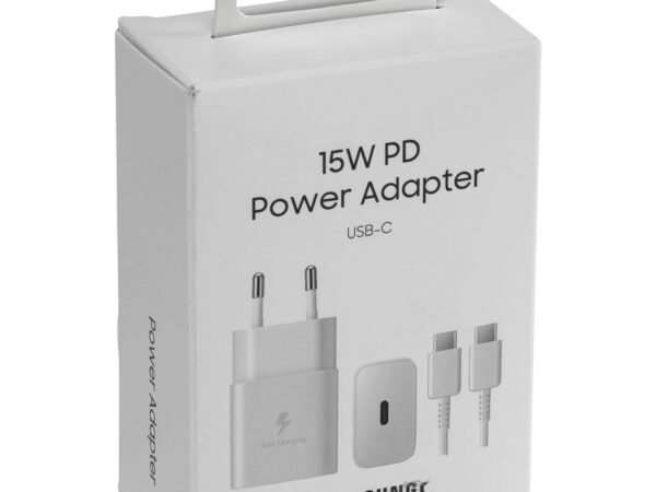 CARICABATTERIA DA RETE SAMSUNG SUPER FAST CHARGING 15W USB-C EP-T1510XWEGEU + CAVO TYPE-C WHITE