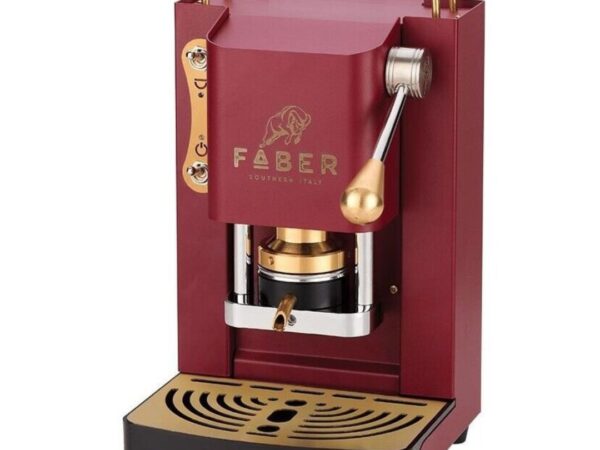MACCHINA DA CAFFE' FABER PRO DELUXE PROCHERRYBASOTT PRESSACIALDA IN OTTONE CHERRY RED
