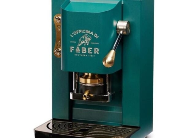 MACCHINA DA CAFFE' FABER PRO DELUXE PROBRITISHBASOTT PRESSACIALDA IN OTTONE BRITISH GREEN
