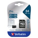MEMORY CARD MICRO SD/TRANSFLASH PRO 64GB VERBATIM CLASSE 10 V3 47042