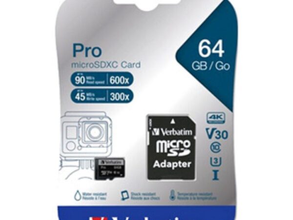 MEMORY CARD MICRO SD/TRANSFLASH PRO 64GB VERBATIM CLASSE 10 V3 47042